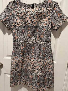 H&M Navy and Peach Floral Short Sleeve Mini Dress